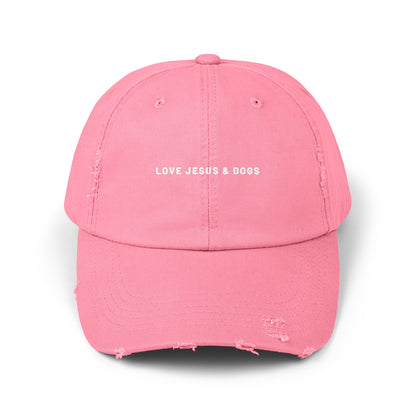 Love Jesus and Dogs Distressed Cap