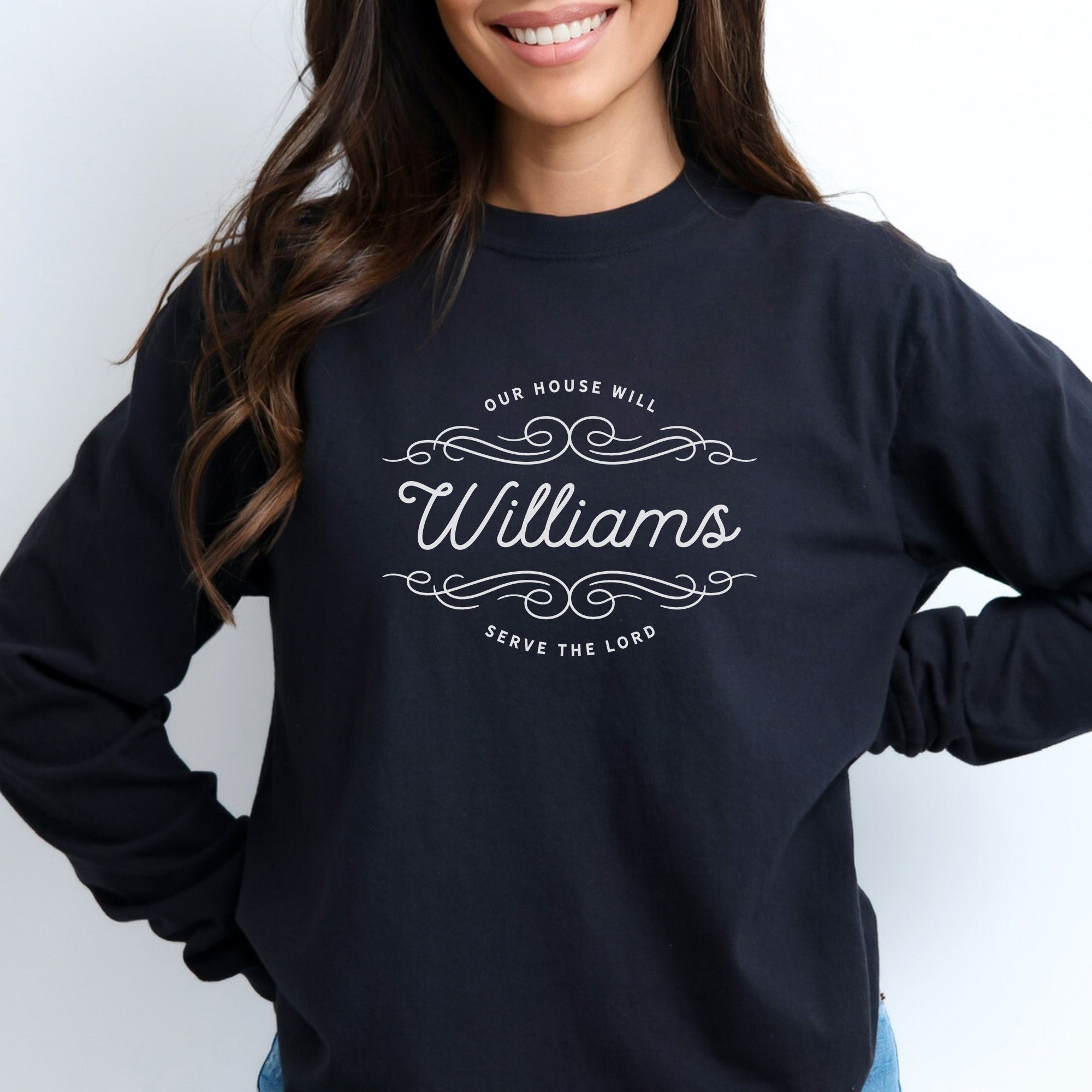 Family Name Script Long Sleeve Comfort Colors® Tee (Custom)