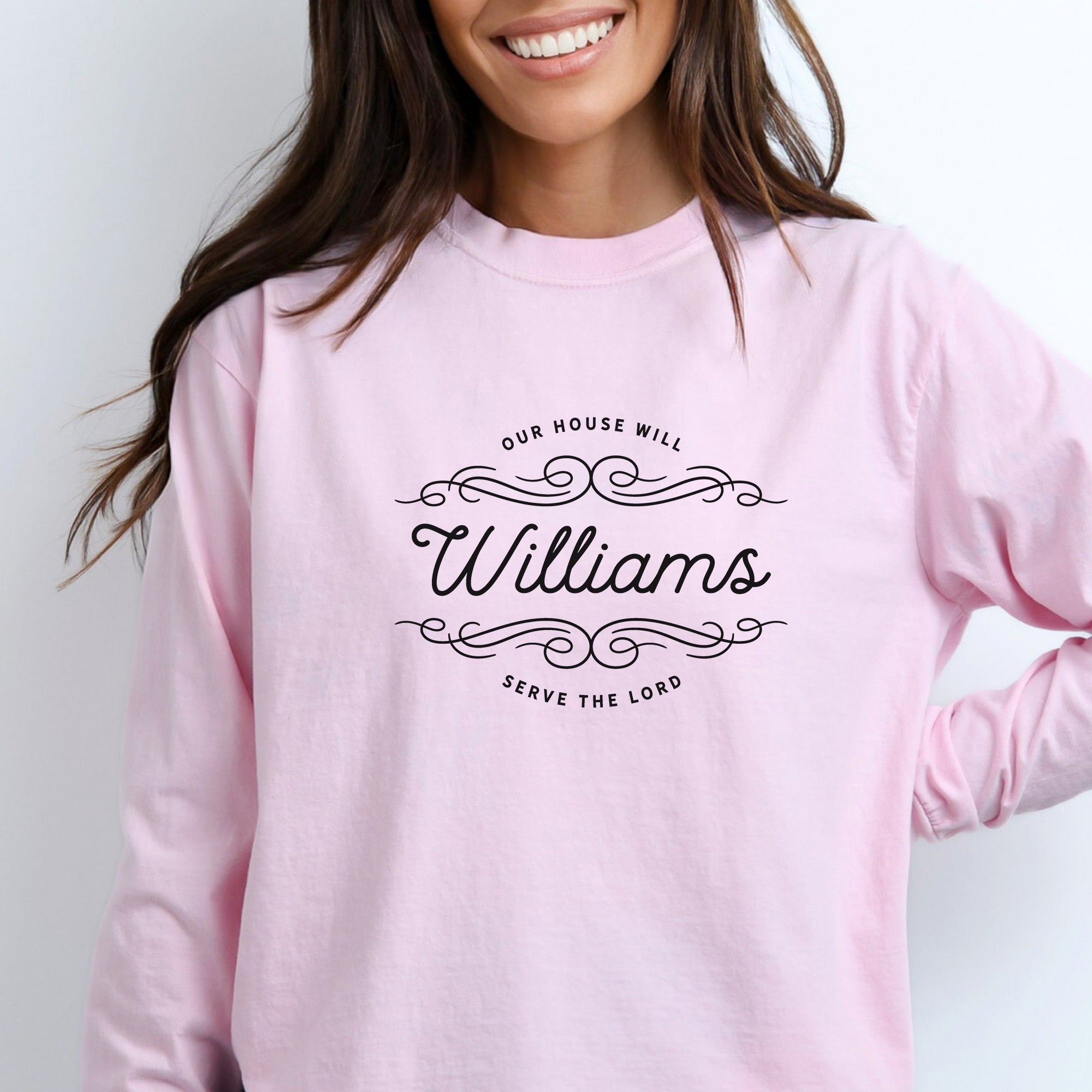 Family Name Script Long Sleeve Comfort Colors® Tee (Custom)