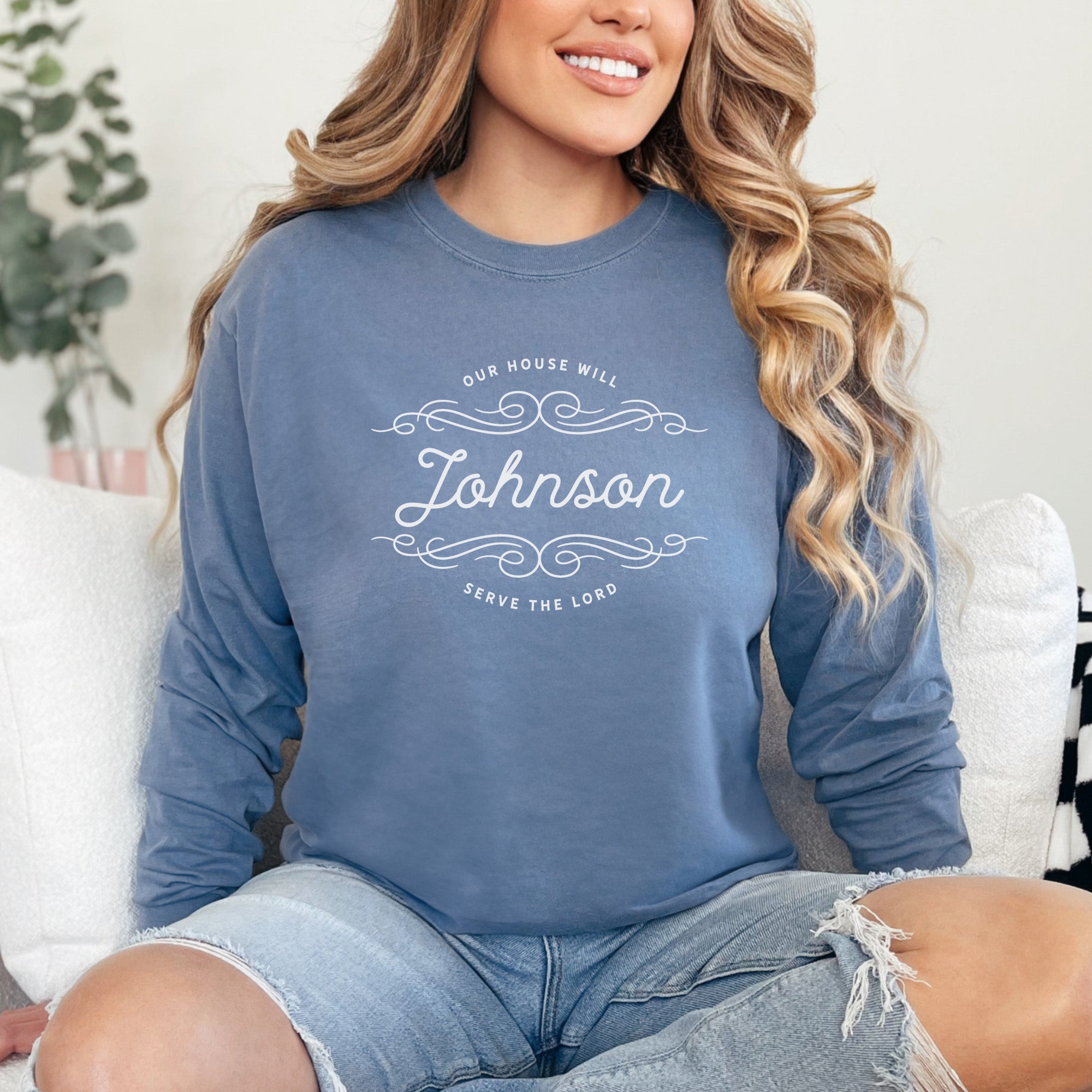 Family Name Script Long Sleeve Comfort Colors® Tee (Custom)