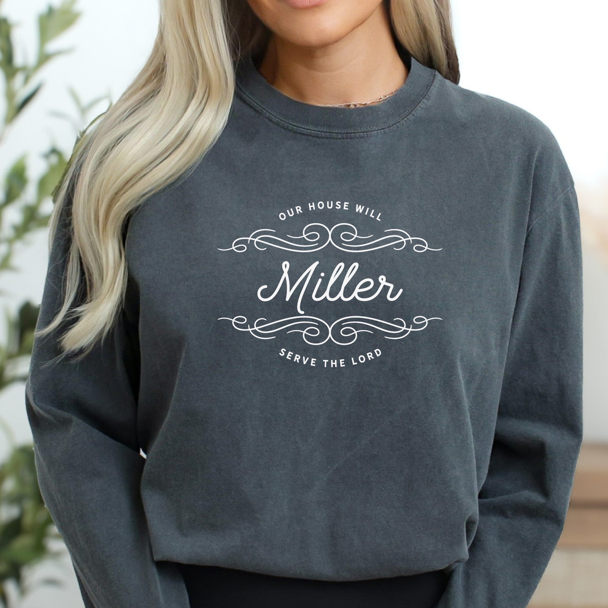 Family Name Script Long Sleeve Comfort Colors® Tee (Custom)