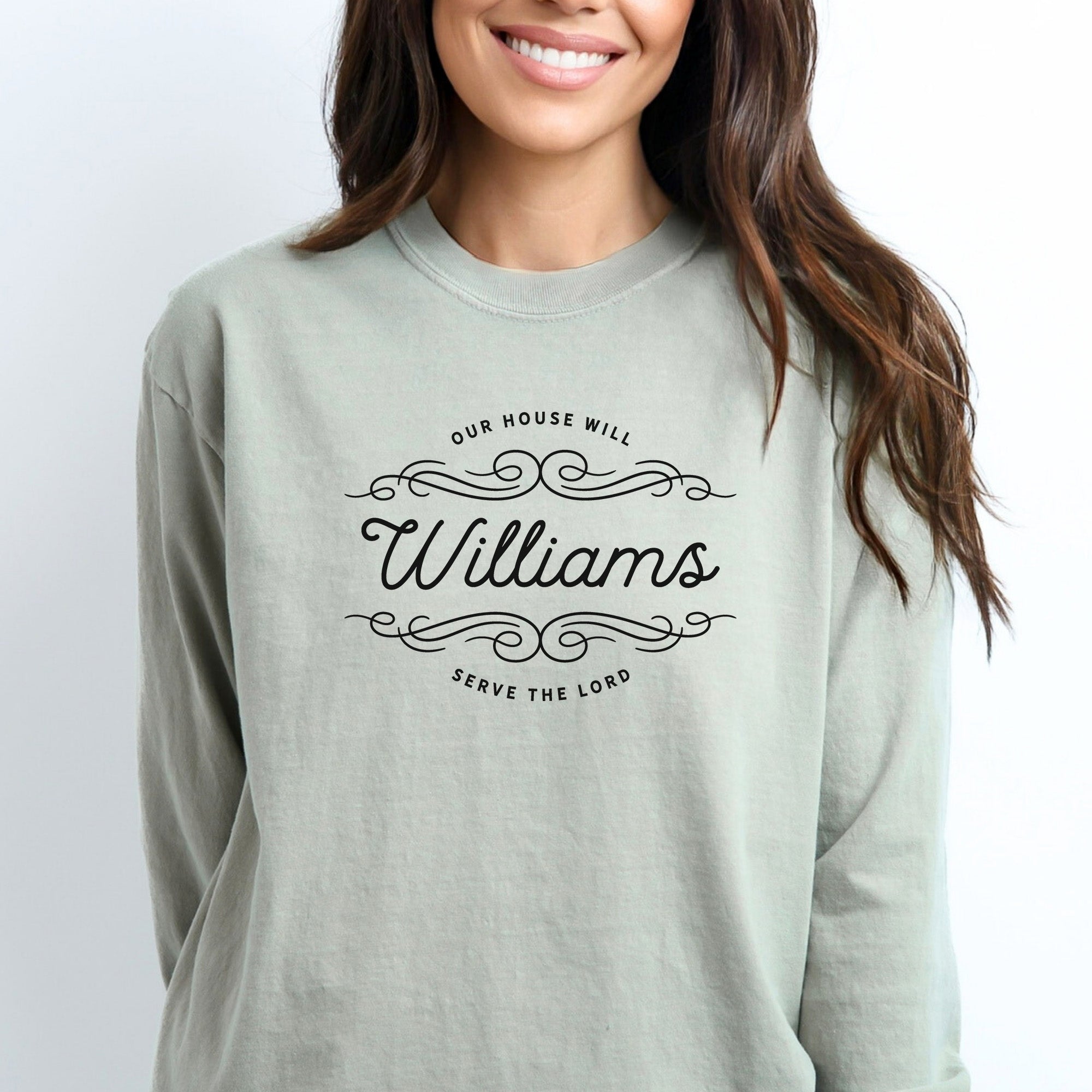 Family Name Script Long Sleeve Comfort Colors® Tee (Custom)