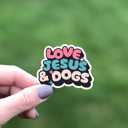 Love Jesus and Dogs Sticker