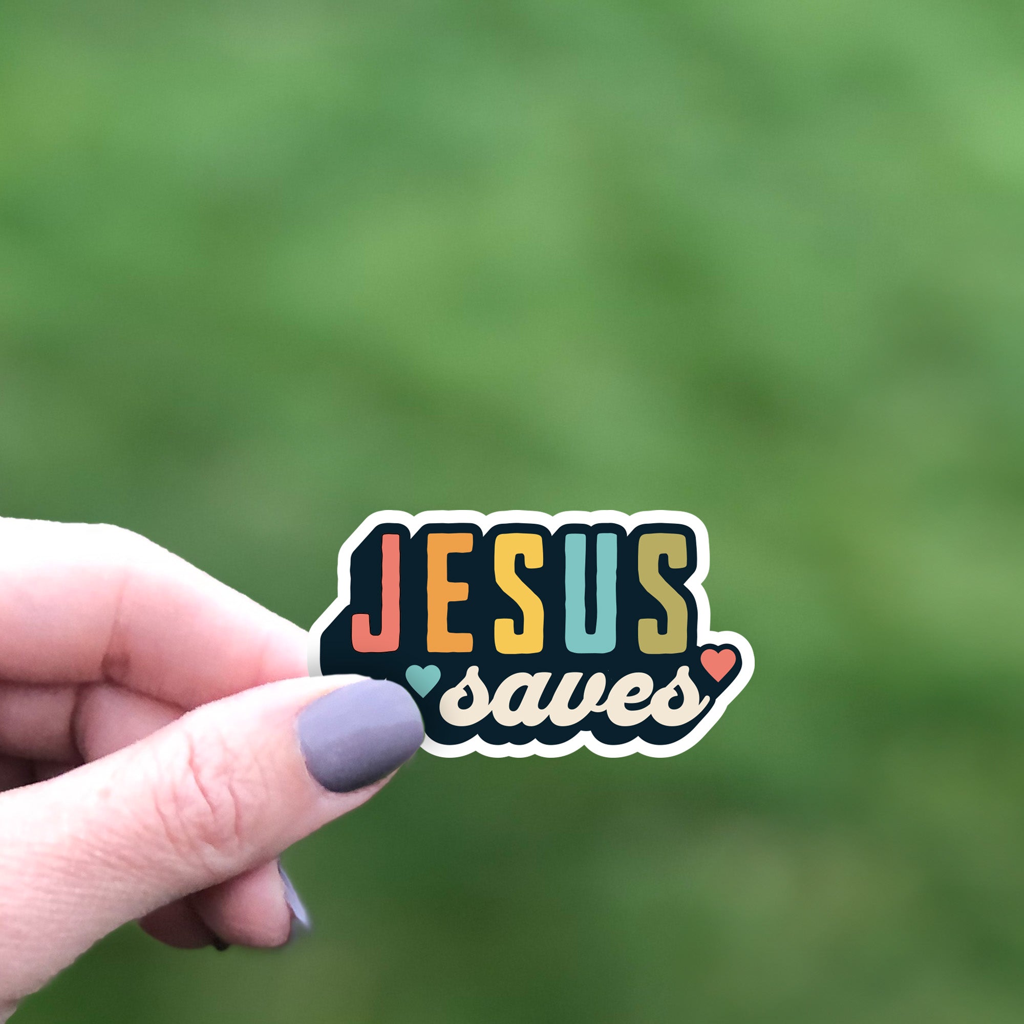 Jesus Saves Retro Sticker