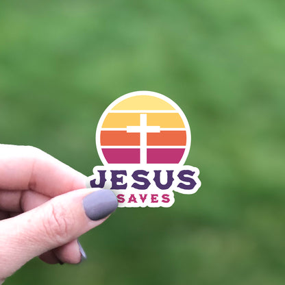 Jesus Saves Cross Sticker