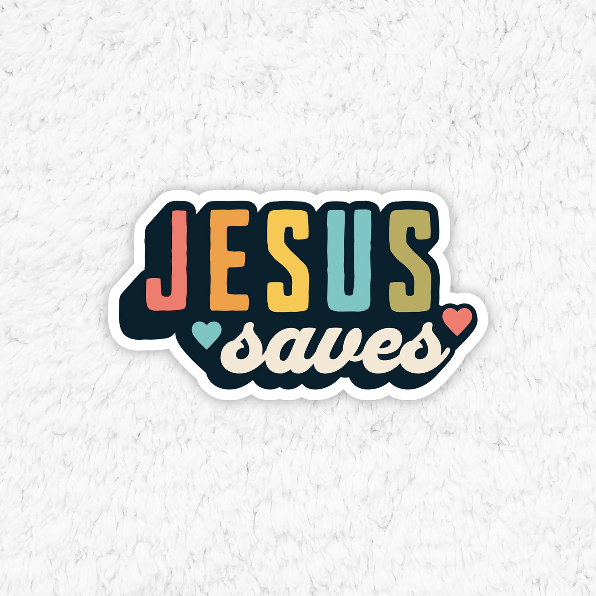 Jesus Saves Retro Sticker