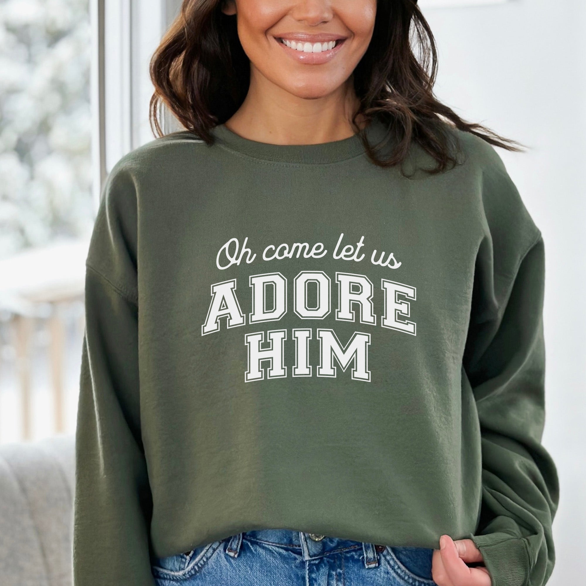 Oh Come Let Us Adore Him Crewneck