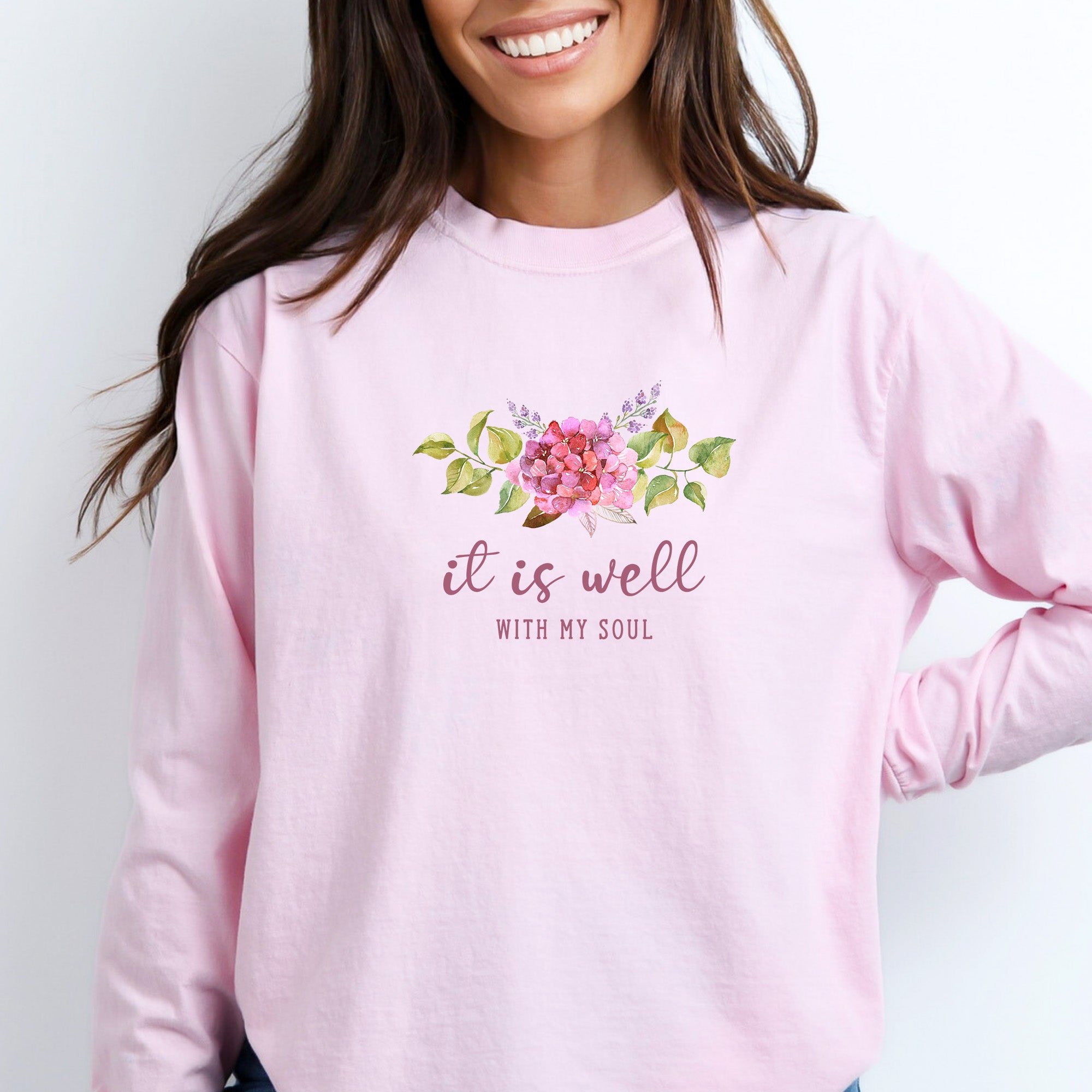 It Is Well With My Soul Long Sleeve Comfort Colors® Tee