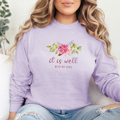 It Is Well With My Soul Long Sleeve Comfort Colors® Tee