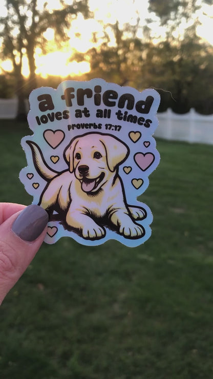 A Friend Loves at All Times Holographic Sticker